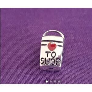 Sterling Silver Shopping Bag Charm 925 Love to Shop Fits Popular Brand Bracelets